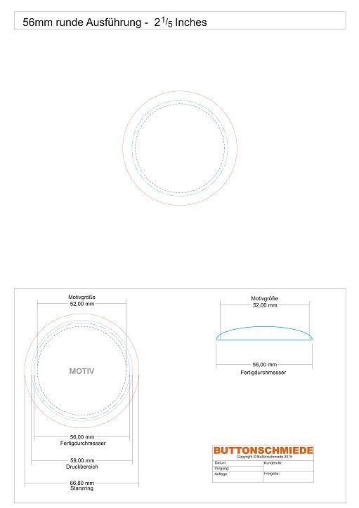 BUTTONSCHMIEDE - 56mm Button mit Doppel-Textilmagnet