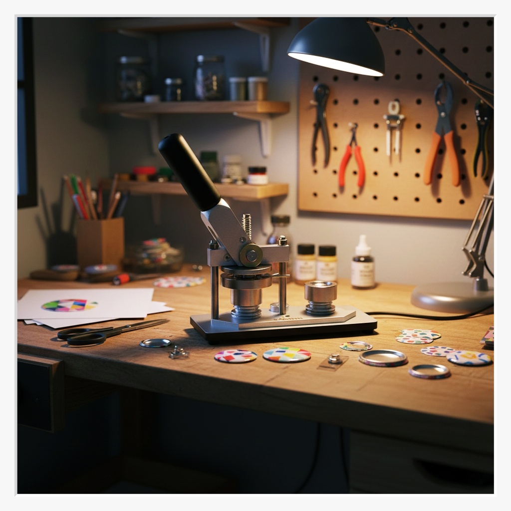 Massive Buttonmaschine aus Metall