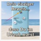 Preview: Werbebild mit einem Retrokühlschrank am Strand, an dem der Öffner haftet, inklusive dem Text: „Dein einziger Beweis... dass Du im Urlaub warst“.