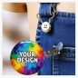 Preview: 56mm Ansteckbutton mit Hosenträger-Clip – XXL-Sichtbarkeit ohne Nadelstiche