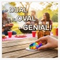 Preview: Werbegrafik mit Grillparty-Hintergrund, dem ovalen Öffner und dem Text: "-Dual -Oval -Genial".