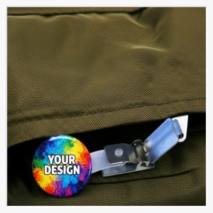 25mm Ansteckbutton mit Hosenträger-Clip – Kompakt & extrem starke Klemmkraft