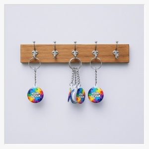 Schlüsselanhänger zum selbst gestalten an einem Schlüsselbrett