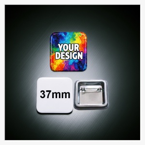 37mm quadratischer Button als Anstecker drucken lassen