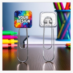 37x37mm Quadratischer Button mit Büroklammer XL – Der praktische Aktenclip