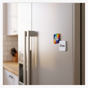 37mm Softmagnet quadratisch – Dein Foto im modernen Look, sanft zum Kühlschrank