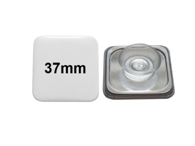 37x37mm Quadratischer Button mit Saugnapf – Das moderne Haft-Schild