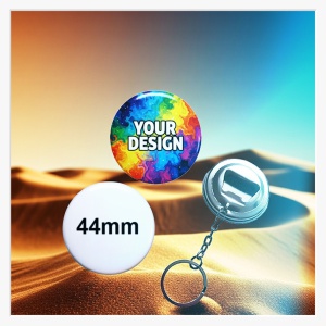 Vorderseite eines 44 mm Flaschenöffner-Buttons mit individuellem Design