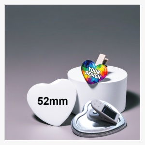 52x57mm Herz-Buttons mit 360° Kunststoff-Clip selbst gestalten