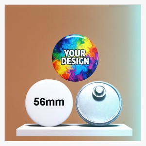 Rückseite des 56 mm Buttons mit der Metallfläche und dem starken Textilmagneten.