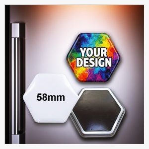 58 x 65 mm Hexagon-Softmagnet – Moderner Waben-Look, sanft zum Kühlschrank