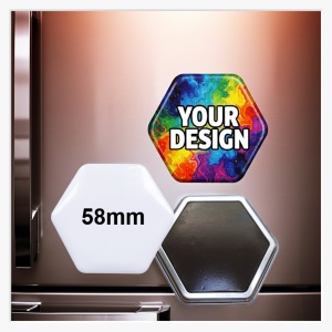 58 x 65 mm Hexagon-Softmagnet – Moderner Waben-Look, sanft zum Kühlschrank