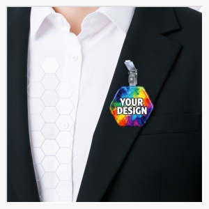 58x65mm Hexagon-Button mit Hosenträger-Clip – Moderne Wabenform & industrieller Halt