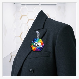 58x65mm Hexagon-Button mit Hosenträger-Clip – Moderne Wabenform & industrieller Halt