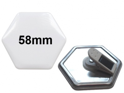 58x65mm Hexagonal-Button mit 360°- Clip