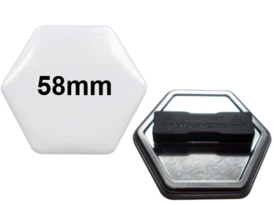 58x65mm Hexagonal-Button mit Doppel-Textilmagnet