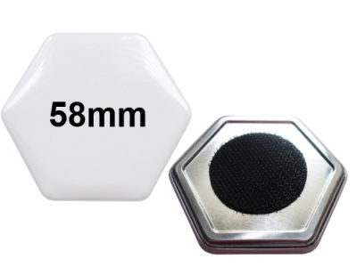 58x65mm Hexagonal-Button mit Klettpunkt