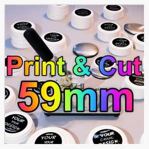 Professioneller Print & Cut Service: Ihre 59mm Button-Vorlagen fertig gedruckt & gestanzt