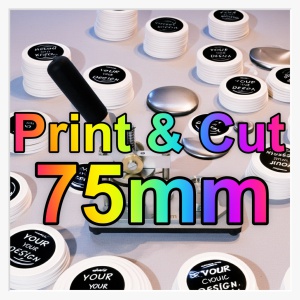 Professioneller Print & Cut Service: Ihre 75mm Button-Vorlagen fertig gedruckt & gestanzt