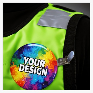 75mm XXL-Ansteckbutton mit Hosenträger-Clip – Maximale Werbefläche & ultimativer Hebelhalt