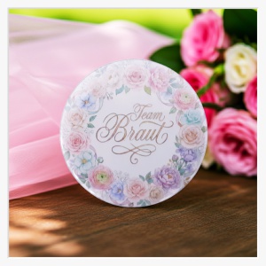 JGA Button-Set "Blumenkranz Pastell" – 1x Braut & 11x Team Braut