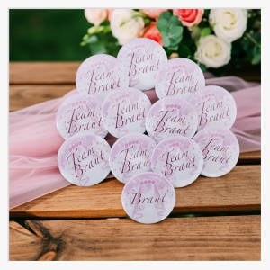 JGA Button-Set "Brautschleier" – 1x Braut & 11x Team Braut (Pink)