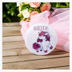 Button-Set JGA "Unicorn" – 1x Bride & 11x Team Bride (Weiß/Pink)