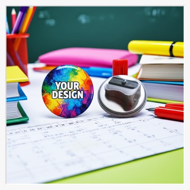 37mm Rund-Button mit integriertem Anspitzer – Das kreative Schul-Tool