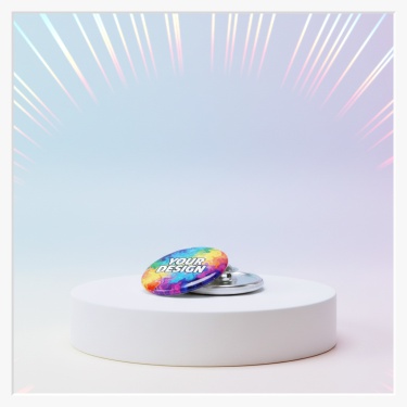 Detailansicht der Metallrückseite des 44 mm Buttons inklusive des Kleidungsmagneten.