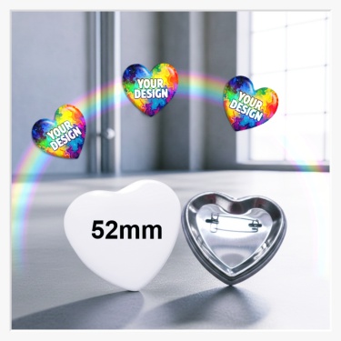 52mm mittelgroßer Herzbutton mit Sicherheitsnadel gestalten