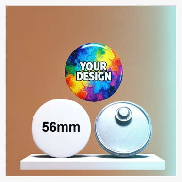 Rückseite des 56 mm Buttons mit der Metallfläche und dem starken Textilmagneten.