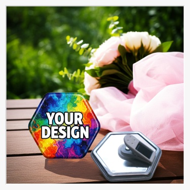 58mm Hexagonalbutton mit Krokoclip