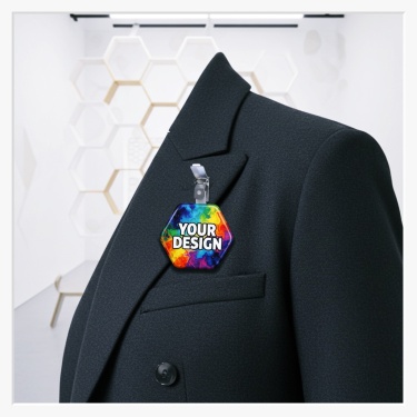 58x65mm Hexagon-Button mit Hosenträger-Clip – Moderne Wabenform & industrieller Halt