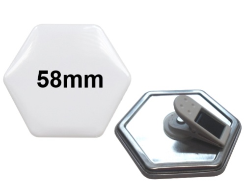 58x65mm Hexagonal-Button mit 360°- Clip 58x65mm Hexagonal-Button mit 360°- Clip