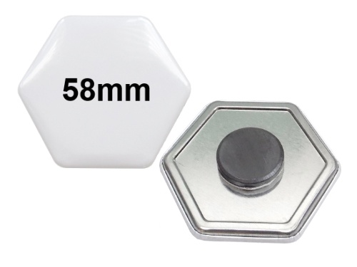 58x65mm Hexagonal-Button mit Tafelmagnet