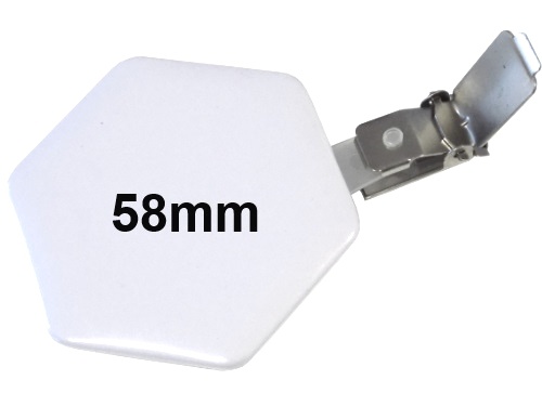 58x65mm Hexagonal-Button mit Hosenträgerclip 58x65mm Hexagonal-Button mit Hosenträgerclip