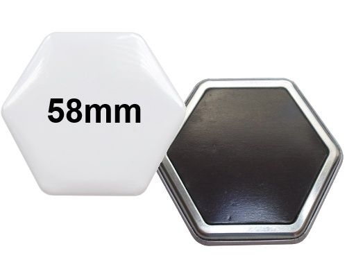 58x65mm Hexagonal-Button mit Softmagnet 58x65mm Hexagonal-Button mit Softmagnet