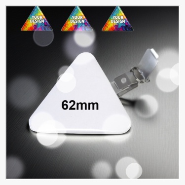 62x67mm Dreieck-Ansteckbutton mit Hosenträger-Clip – Dynamische Form & Extrem-Halt