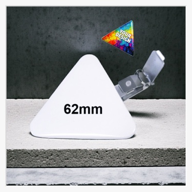 62x67mm Dreieck-Ansteckbutton mit Hosenträger-Clip – Dynamische Form & Extrem-Halt