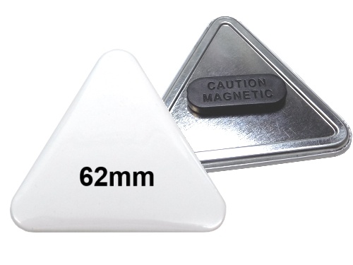 62x67mm Dreieck-Button mit Doppel-Textilmagnet 62x67mm Dreieck-Button mit Doppel-Textilmagnet