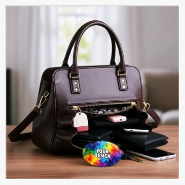 Ovaler Button-Taschenspiegel mit elegantem Logo-Druck