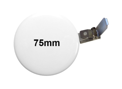 75mm Button mit Hosenträgerclip 75mm Button mit Hosenträgerclip