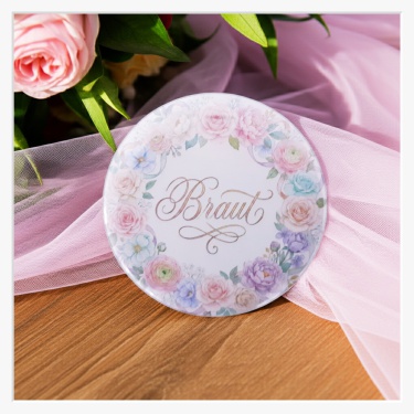 JGA Button-Set "Blumenkranz Pastell" – 1x Braut & 11x Team Braut