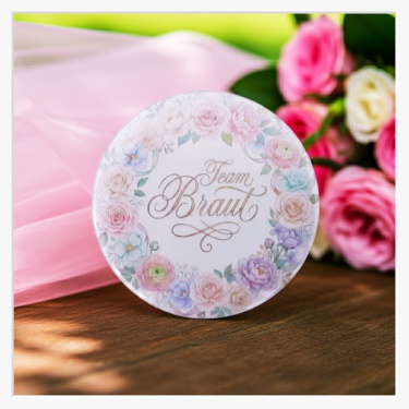 JGA Button-Set "Blumenkranz Pastell" – 1x Braut & 11x Team Braut