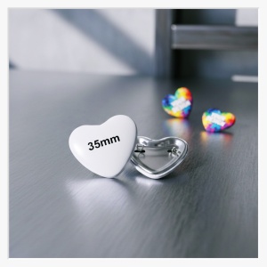 35x45mm Herz-Button mit Sicherheitsnadel