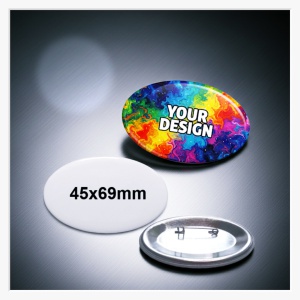 45x69mm Ovaler Button mit Sicherheitsnadel – Eleganz in geschwungener Form