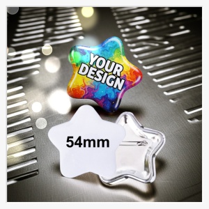 54mm Stern-Button mit Sicherheitsnadel – Der himmlische Hingucker