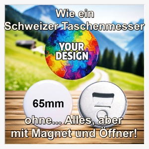 65mm Button Flaschenöffner - Kühlschrankmagnet