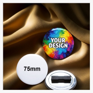 75mm Button mit Doppel-Textilmagnet – Maximale Sichtbarkeit und extremer Halt