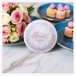 JGA Button-Set "Filigraner Blumenkranz" – 1x Braut & 11x Team Braut